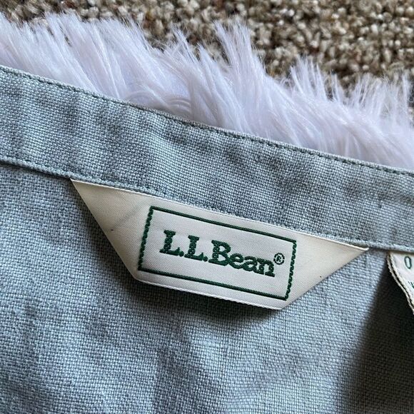 L.L. Bean Linen Button Front Thin Jacket Shacket Blue Womens Size Medium Petite - Picture 10 of 11